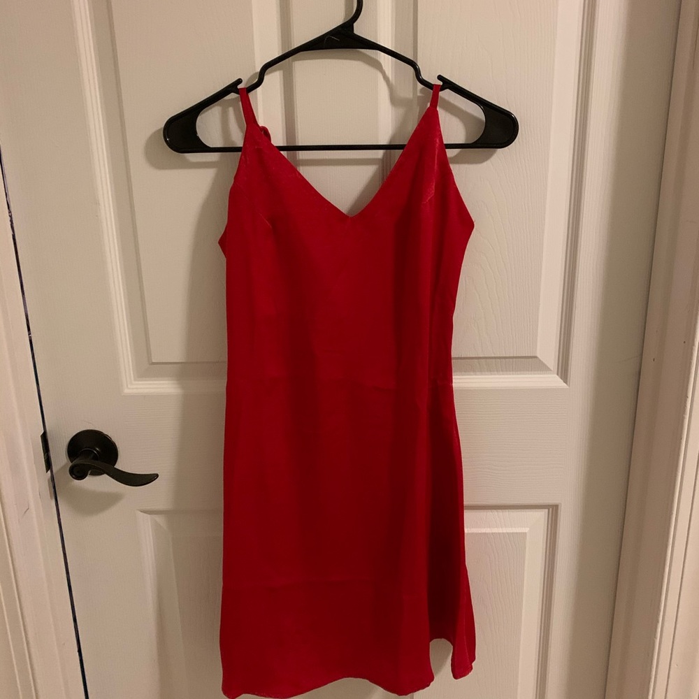 Red Lace-Up Back Dress